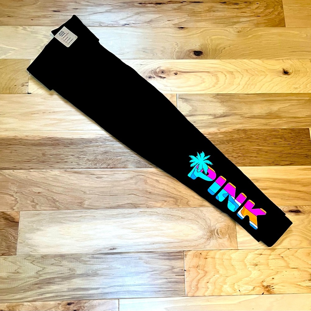 VS PINK LEGGINGS NEW RELEASE TROPICAL ISLAND PALM TREE NEON LOGO LIMITED EDITION